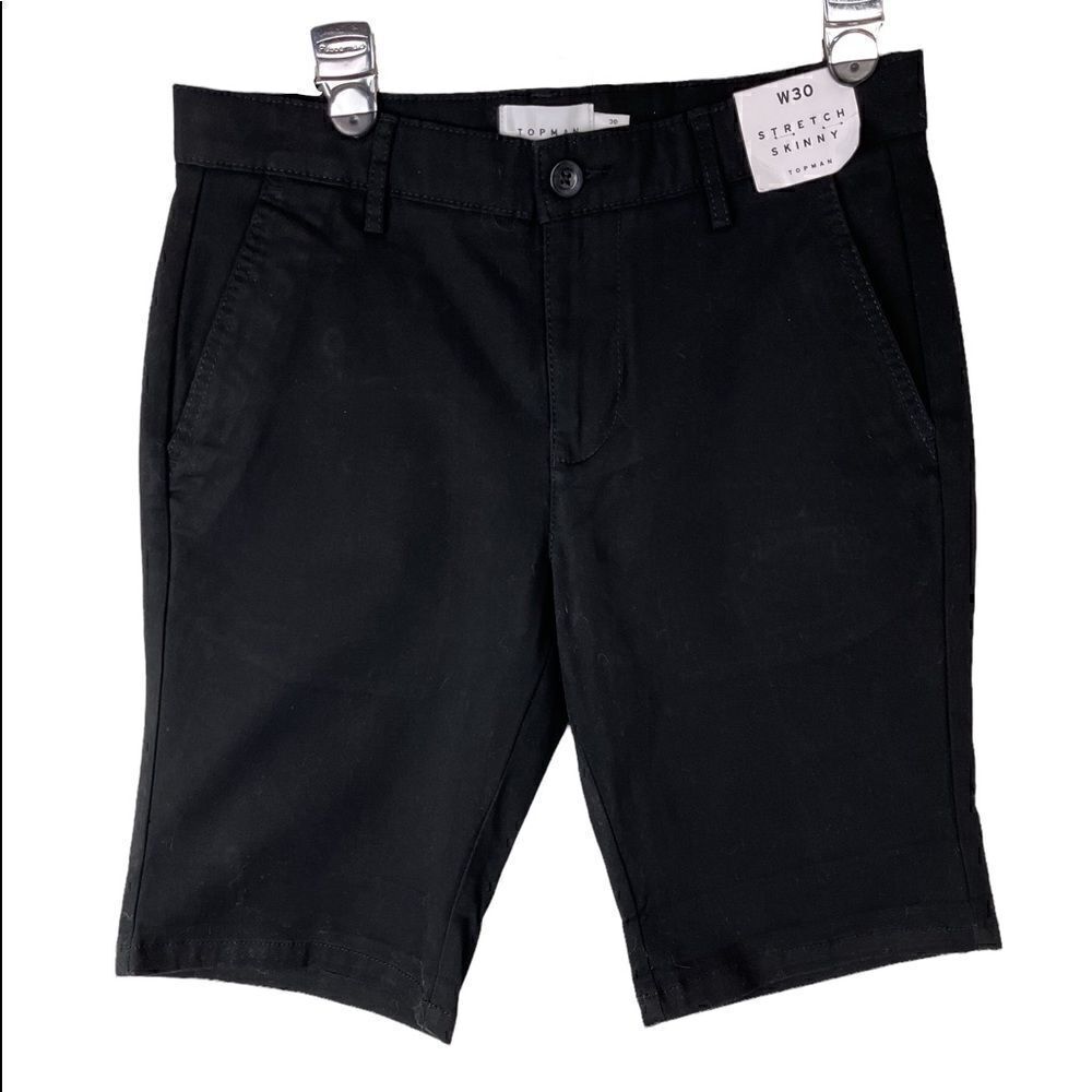 NWT Black Flat Front Men’s Topshop “Stretch Skinny” Shorts Size 30